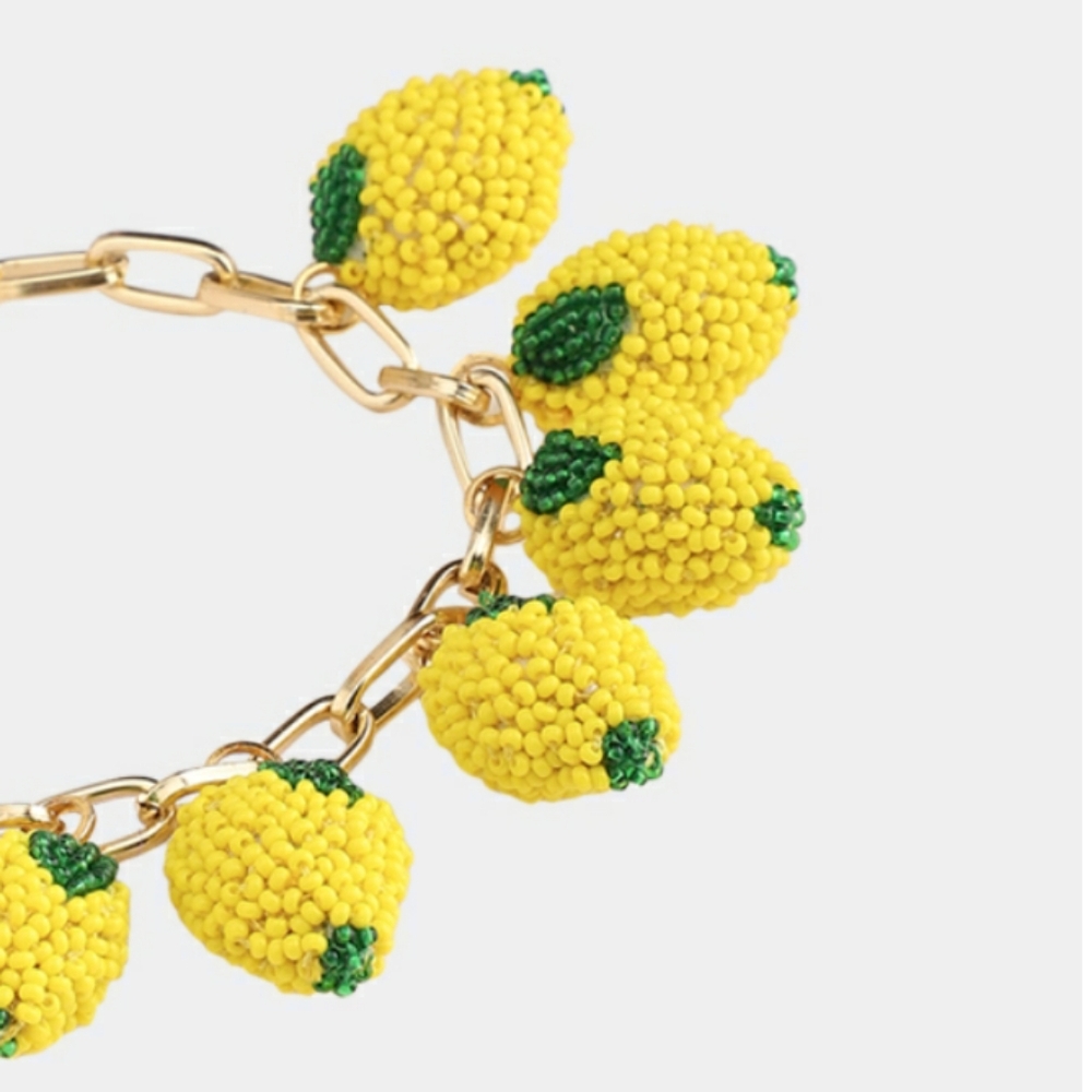 Anthropologie Yellow Lemon Charm Bracelet